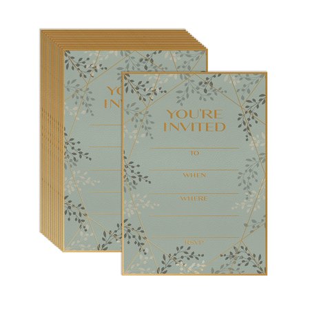 BETTER OFFICE PRODUCTS Party Invitations & Envs, Metallic Gold Foil Lettering, 5in x 7in Fill in the Blank Notecards, 25PK 64631